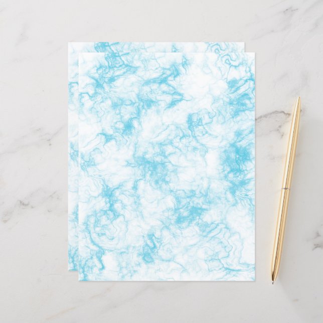 Elegant Blue Marble Scrapbooking Paper (Front/Back In Situ)