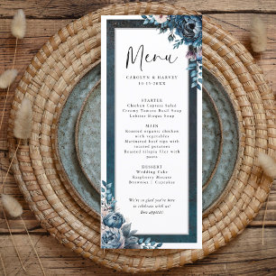 Elegant Blue Marble Wedding Menu