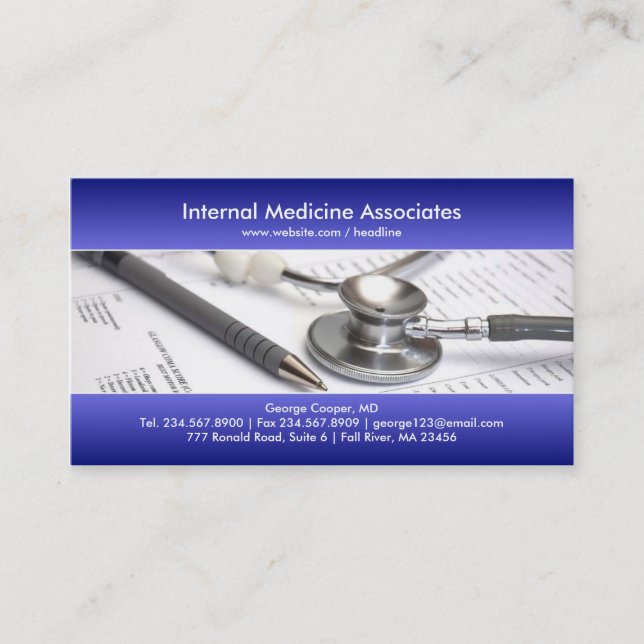 Elegant Blue Medical Business Card (Front)