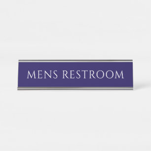 Elegant Blue Mens Restroom  Desk Name Plate