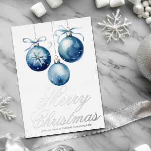 Elegant Blue Merry Christmas Company Silver