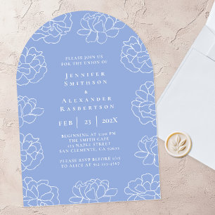 Elegant Blue Minimal Botanical Wedding Invitation