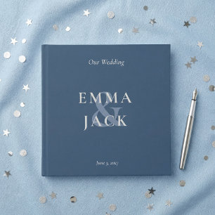 Elegant Blue Minimalist ampersand Wedding  Guest Book