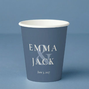 Elegant Blue Minimalist ampersand Wedding  Paper Cups
