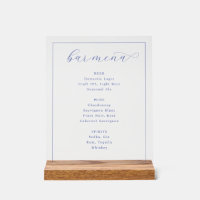 Elegant Blue Minimalist Bar Menu