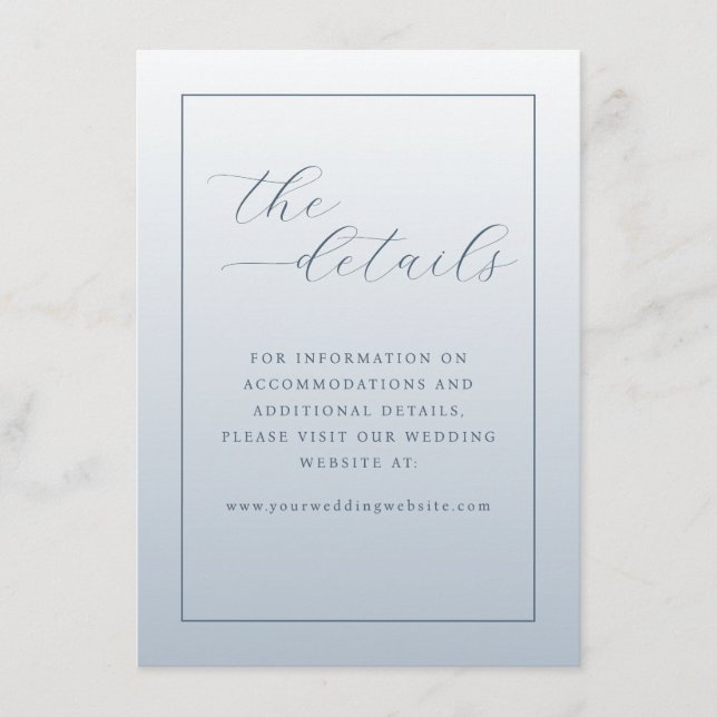 Elegant Blue Minimalist Details Enclosure Card (Front)