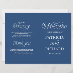 Elegant Blue Minimalist DIY Wedding Folded Program