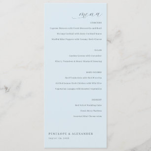 Elegant Blue Minimalist Menu