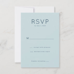 Elegant Blue Minimalist RSVP Card