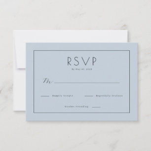 Elegant Blue Minimalist RSVP Card