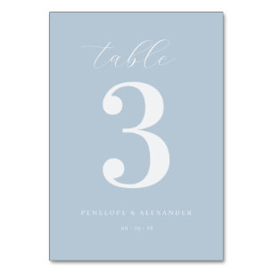 Elegant Blue Minimalist Table Number