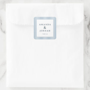 Elegant Blue Minimalist Thank You Square Sticker
