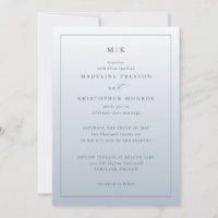 Elegant Blue Minimalist Wedding Invitation