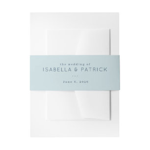 Elegant Blue Minimalist Wedding Invitation Belly Band