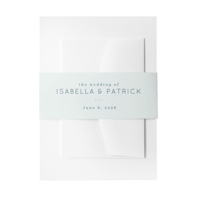 Elegant Blue Minimalist Wedding Invitation Belly Band (Front Example)