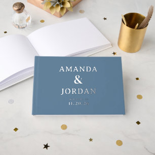 Elegant Blue Minimalist Wedding Invitation Guest Book