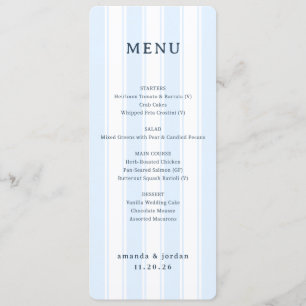 Elegant Blue Minimalist Wedding Menu