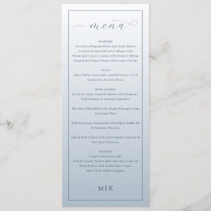 Elegant Blue Minimalist Wedding Menu