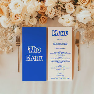 Elegant Blue Minimalist Wedding Reception Menu