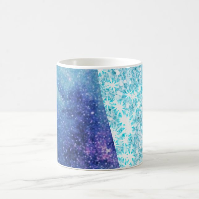 Elegant Blue Modern gradient galaxy glitter star Coffee Mug (Center)