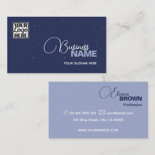 Elegant Blue Modern Two Colours Classic with Logo Business Card