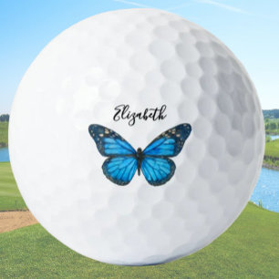 Elegant Blue Monarch Butterfly Personalized Ladies Golf Balls