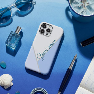 Elegant blue monochrome Colour block Custom Name iPhone 16 Case