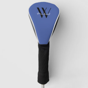 Elegant Blue Monogram Add Name Initial Script Golf Head Cover