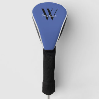 Elegant Blue Monogram Add Name Initial Script Golf Head Cover