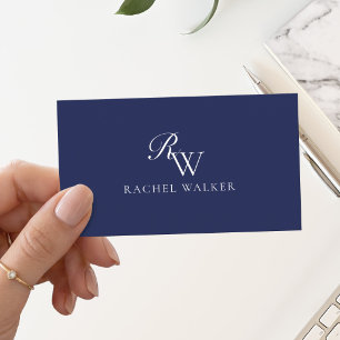 Elegant Blue Monogram Business Card