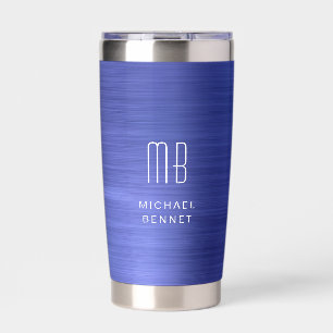 Elegant Blue Monogram Insulated Tumbler