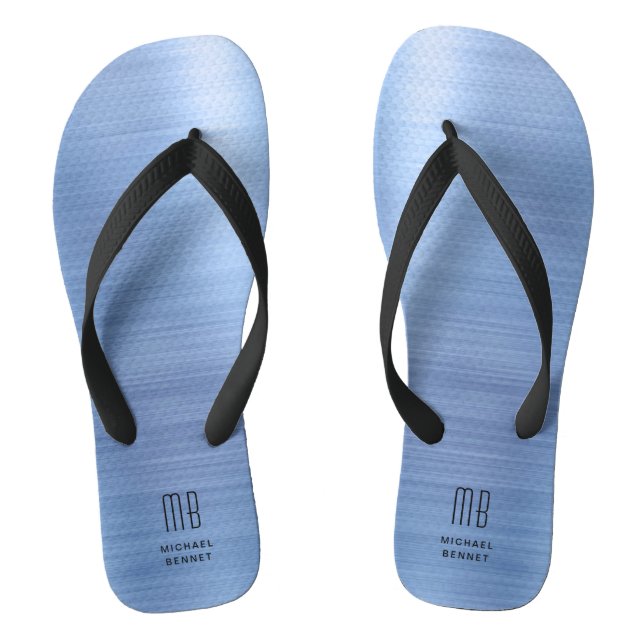 Elegant Blue Monogram Jandals (Footbed)