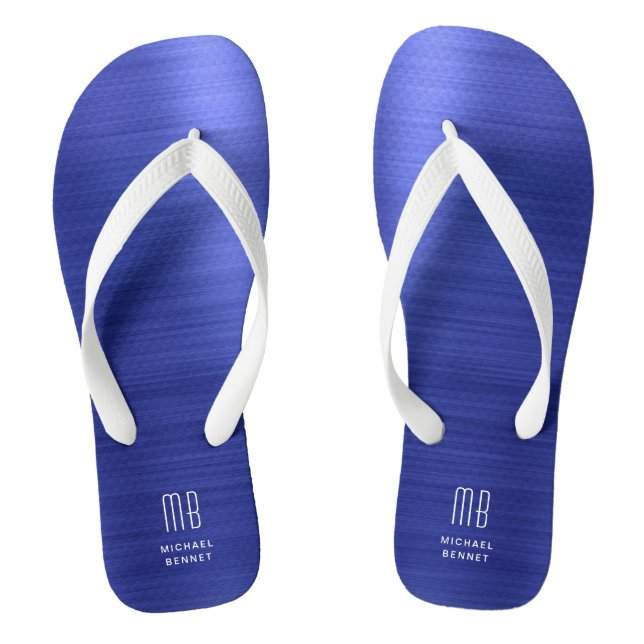 Elegant Blue Monogram Jandals (Footbed)