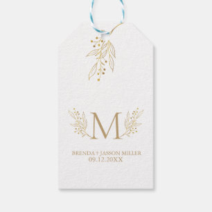 Elegant blue monogram newlywed gift tags