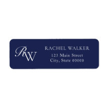 Elegant Blue Monogram Return Address