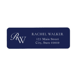 Elegant Blue Monogram Return Address