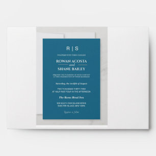 Elegant Blue Monogram Wedding Envelope
