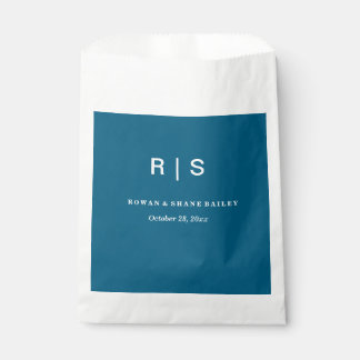 Elegant Blue Monogram Wedding Favour Bag