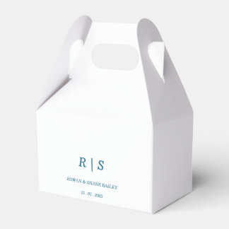 Elegant Blue Monogram Wedding Favour Box