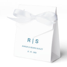 Elegant Blue Monogram Wedding Favour Box