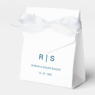Elegant Blue Monogram Wedding Favour Box