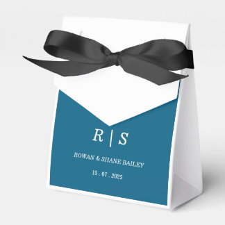 Elegant Blue Monogram Wedding Favour Box