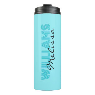 Elegant blue monogrammed  thermal tumbler