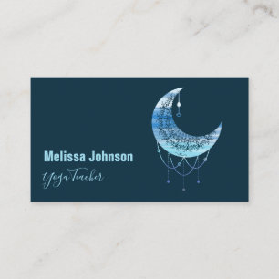 Elegant Blue Moon Watercolor  Business Card