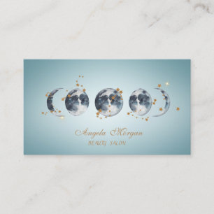 Elegant Blue Moons Stars Blue Business Card