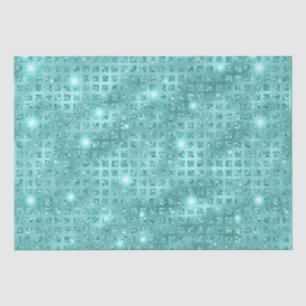 Elegant Blue Mosaic Metallic Glitter Pattern Tissue Paper