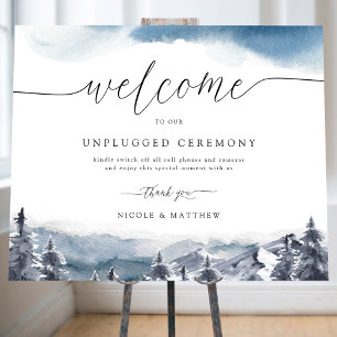 Elegant Blue Mountains Unplugged Ceremony Sign
