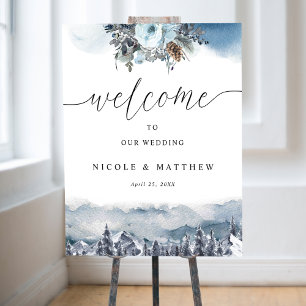 Elegant Blue Mountains Wedding Welcome Sign 