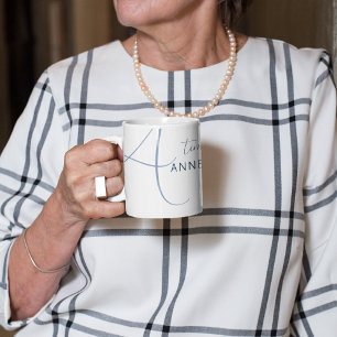 Elegant Blue Name and Initial  Coffee Mug