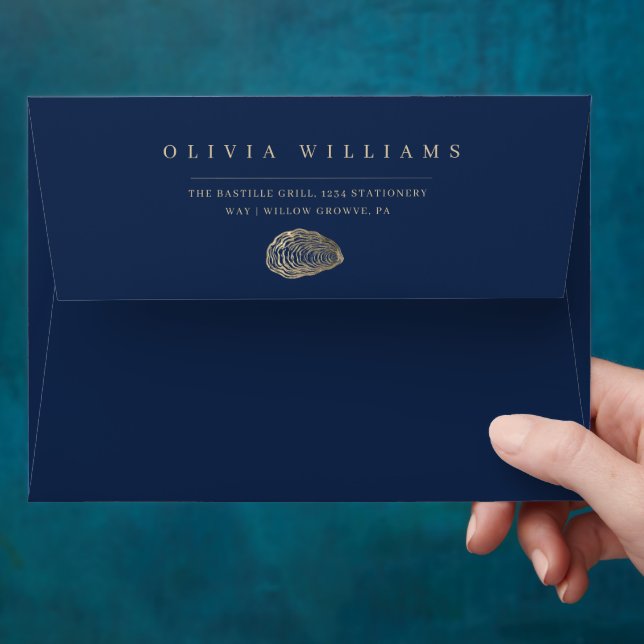 Elegant Blue Nautical Wedding Envelope (Hand)